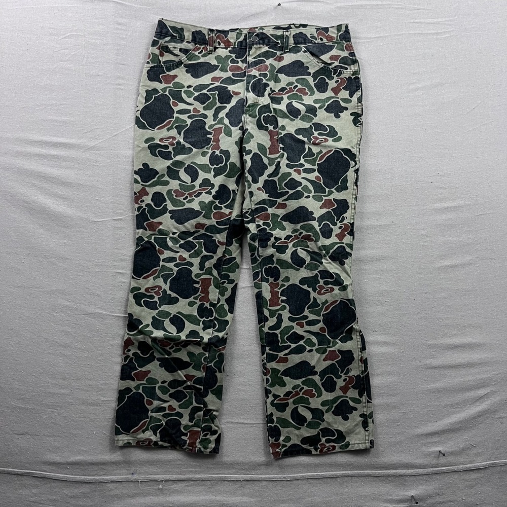10x Hunting Pants Mens 40 Green Frog Skin Camo Vintage Canvas Made in USA
